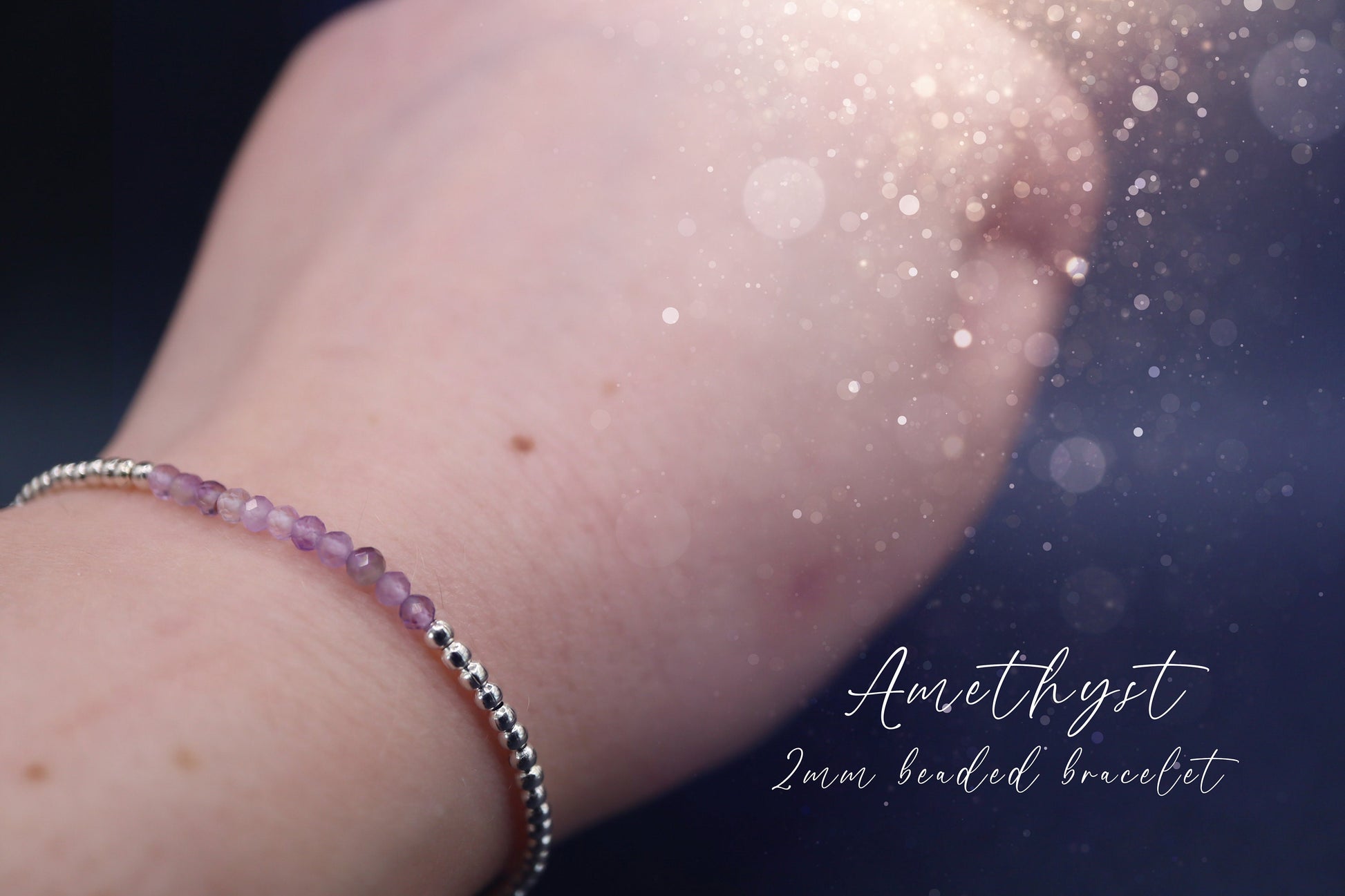 Natural Crystal Amethyst beaded stacking bracelet - for intuition & inner peace - Friendship Gifts