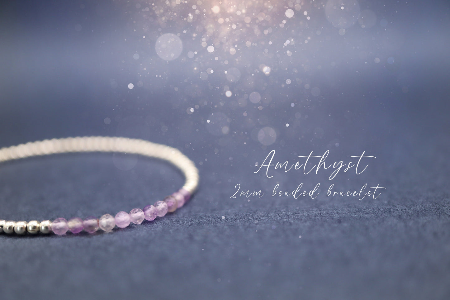 Natural Crystal Amethyst beaded stacking bracelet - for intuition & inner peace - Friendship Gifts