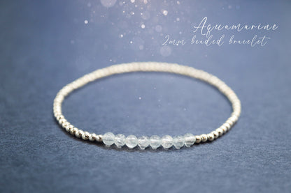 Natural Crystal Aquamarine stacking bracelet - with silver plated findings - Gifts for women