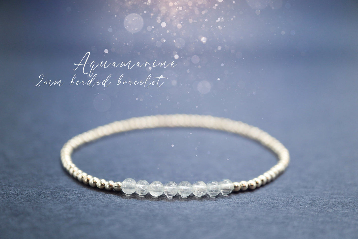 Natural Crystal Aquamarine stacking bracelet - with silver plated findings - Gifts for women