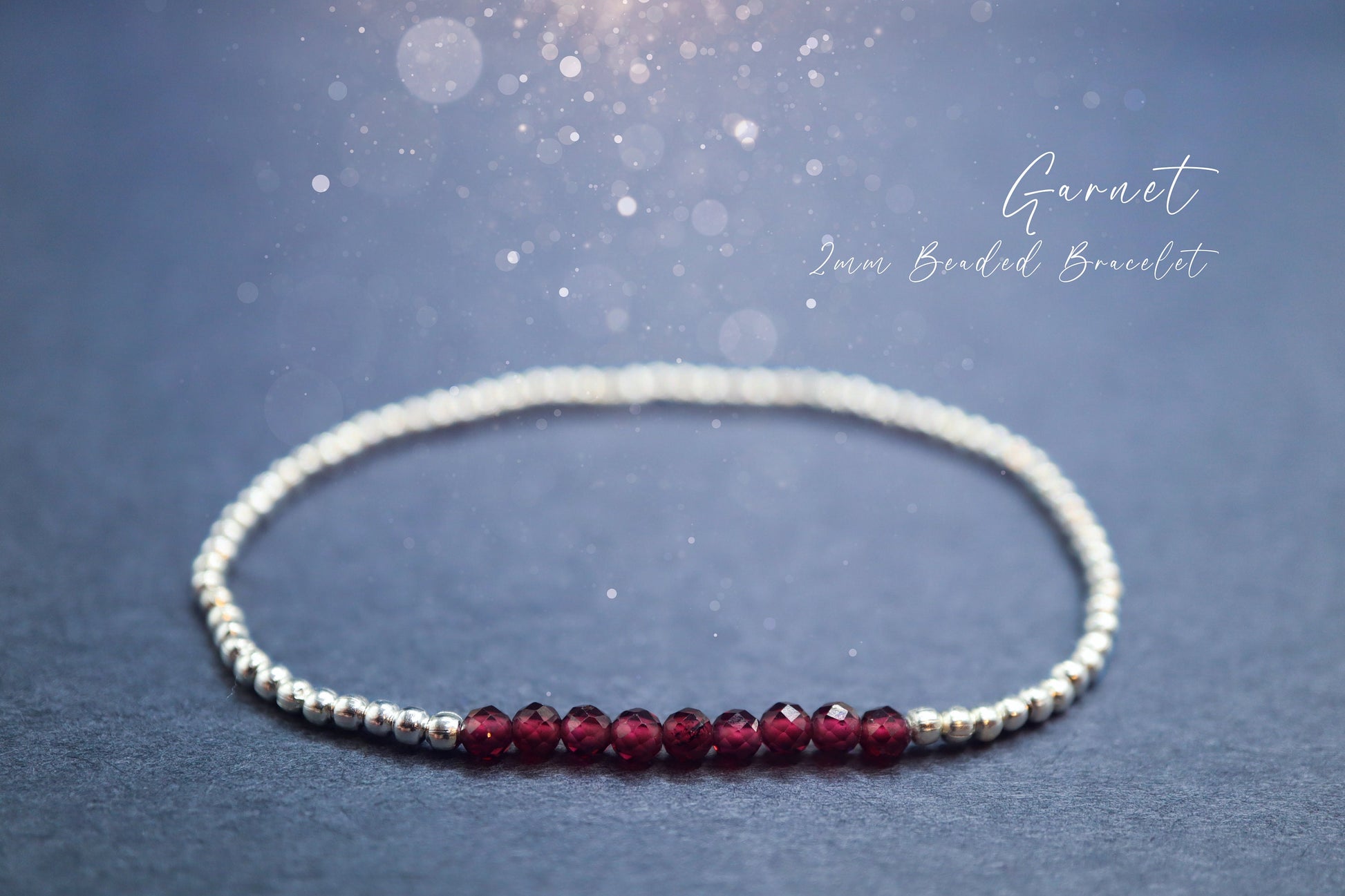 Dainty, Beautiful and handmade Natural Crystal Garnet beaded bracelet - with silver plated findings - for passion & love