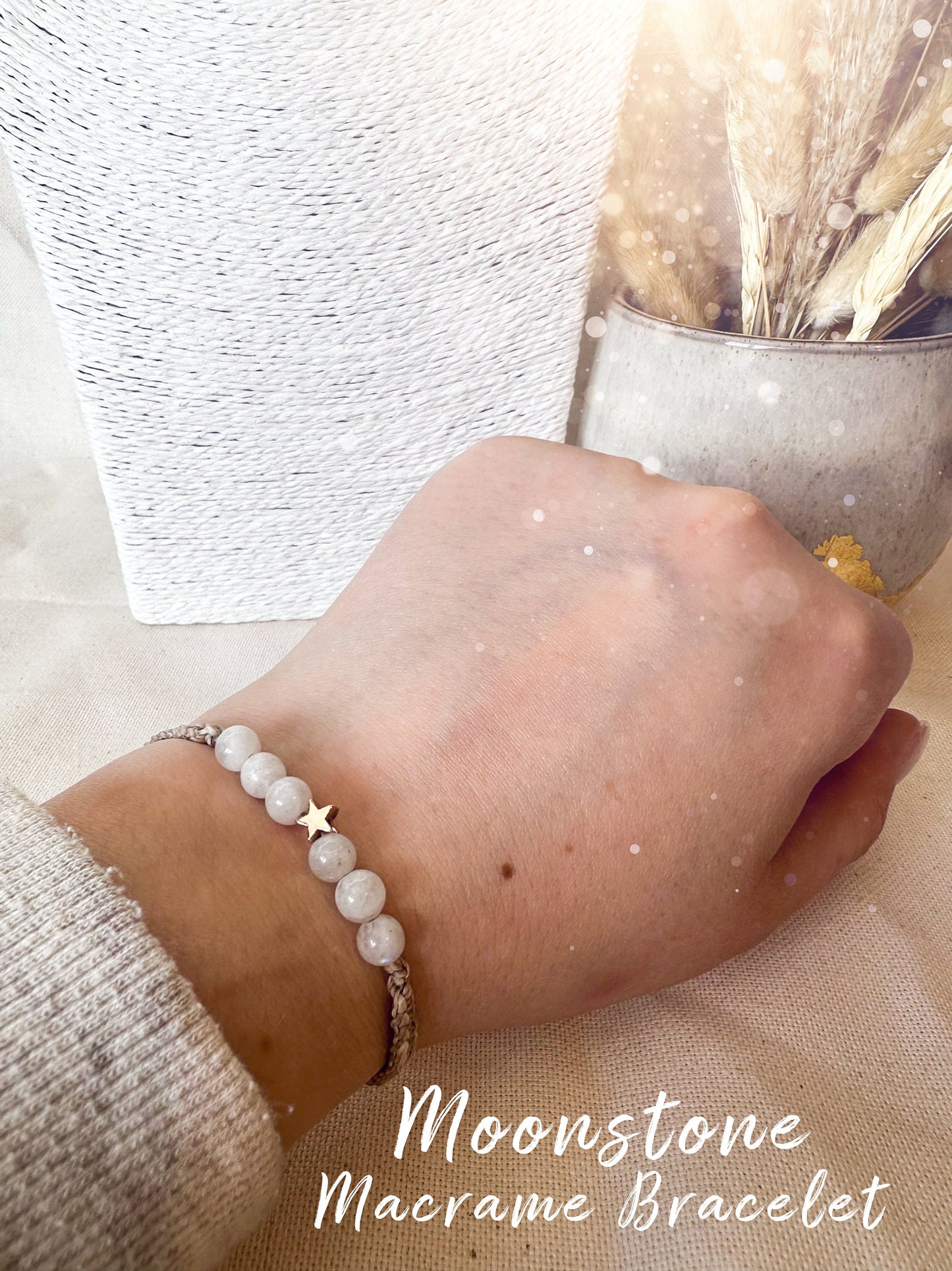 Macrame Crystal Moonstone Bracelet - Handmade Gifts - For Divine Feminine Connection