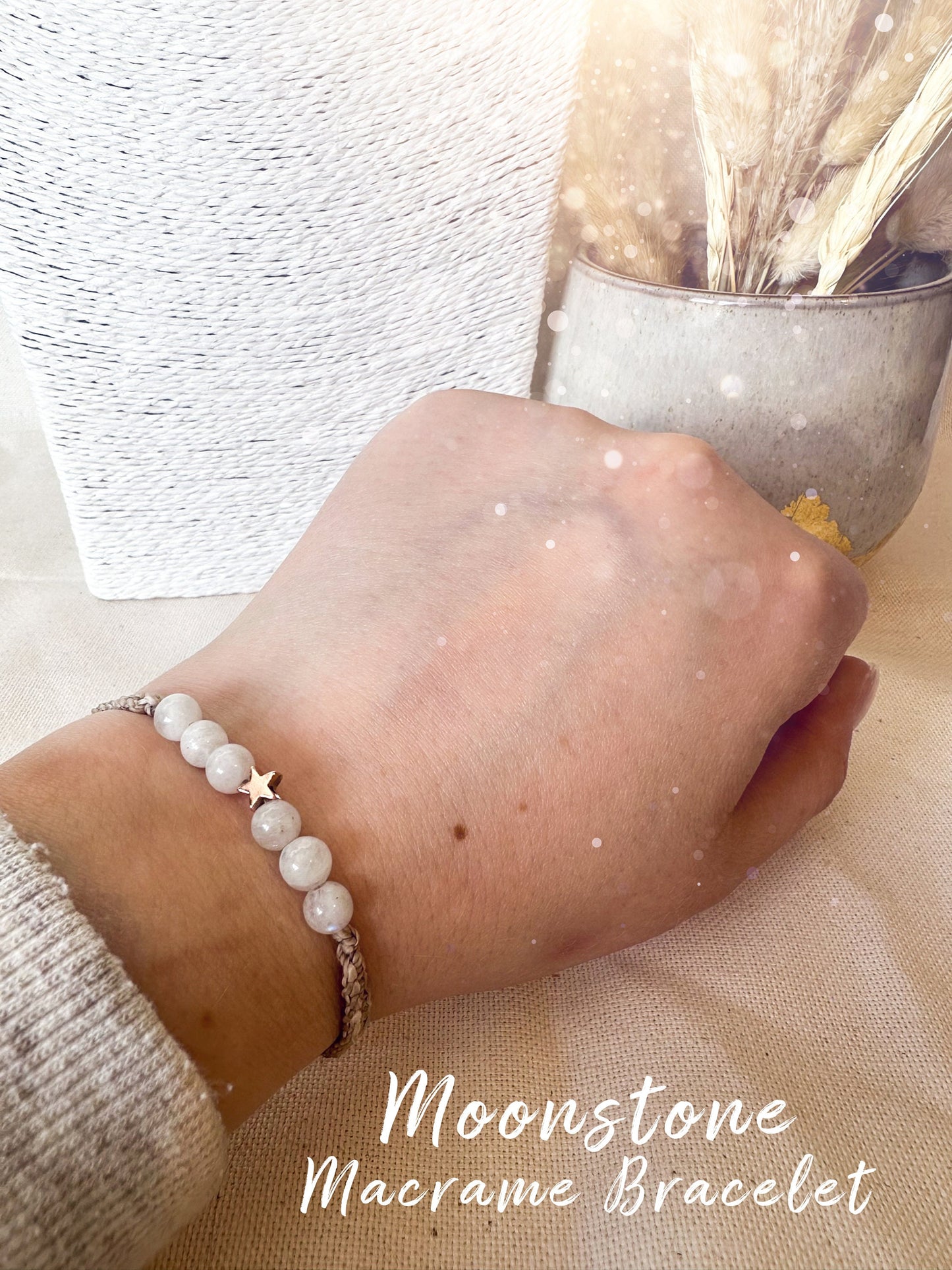 Macrame Crystal Moonstone Bracelet - Handmade Gifts - For Divine Feminine Connection