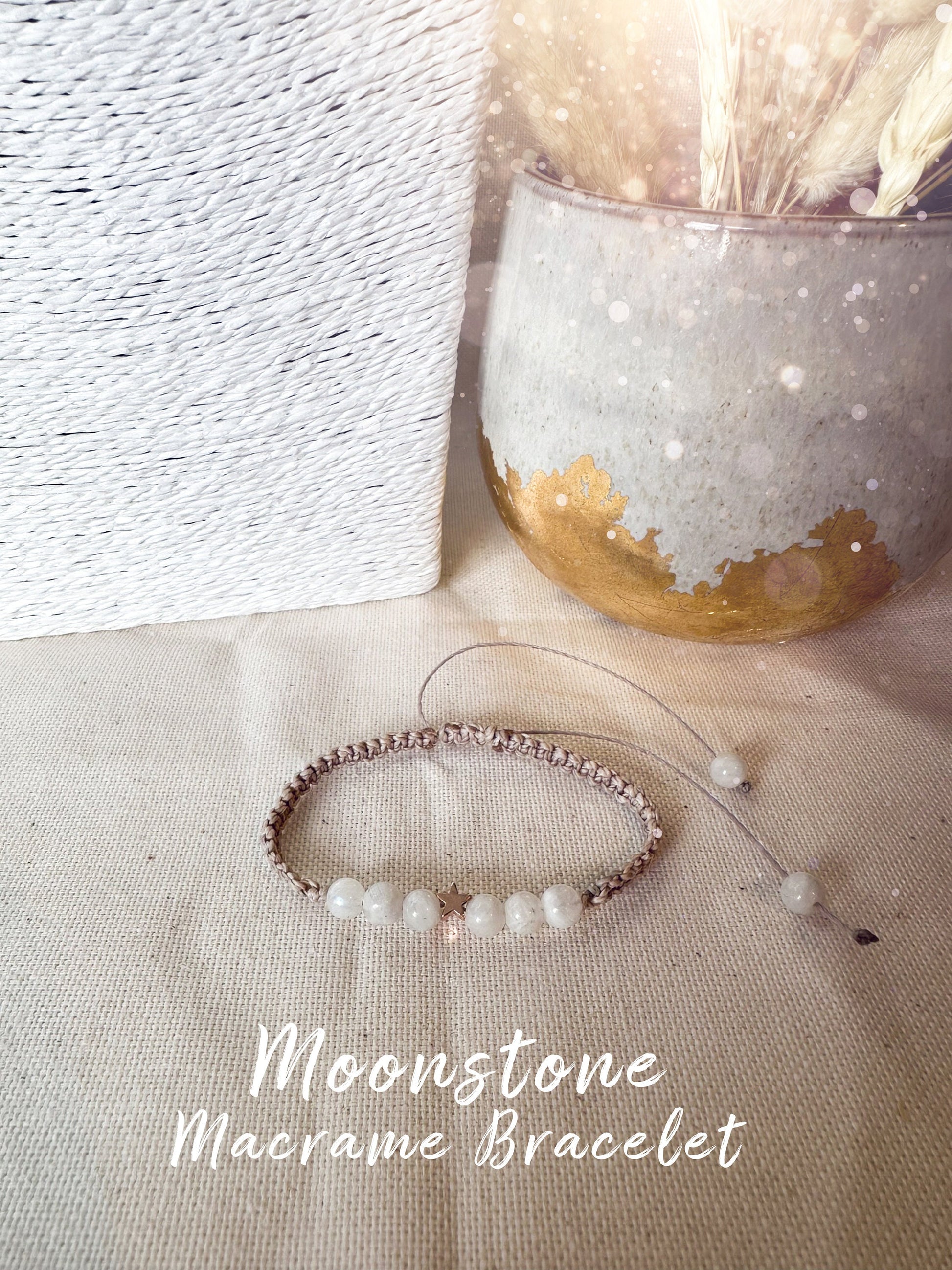 Macrame Crystal Moonstone Bracelet - Handmade Gifts - For Divine Feminine Connection