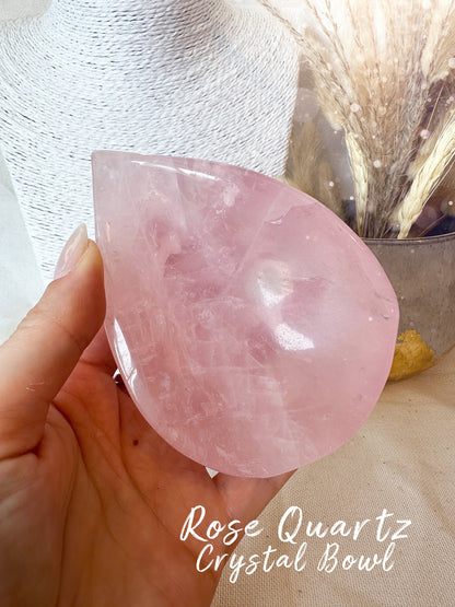 Natural Rose Quartz Teardrop Crystal Bowl - Birthday Gift