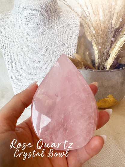 Natural Rose Quartz Teardrop Crystal Bowl - Birthday Gift