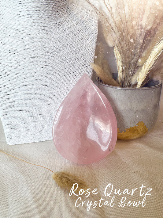 Natural Rose Quartz Teardrop Crystal Bowl - Birthday Gift