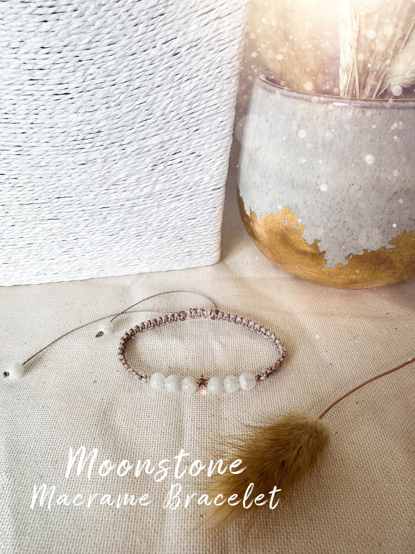 Macrame Crystal Moonstone Bracelet - Handmade Gifts - For Divine Feminine Connection