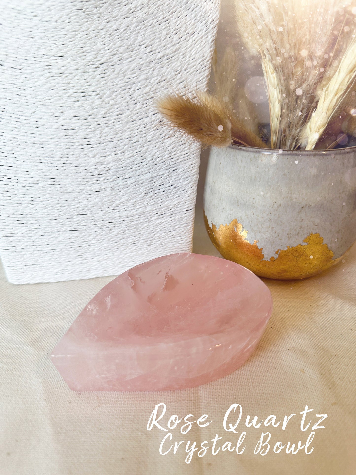 Natural Rose Quartz Teardrop Crystal Bowl - Birthday Gift