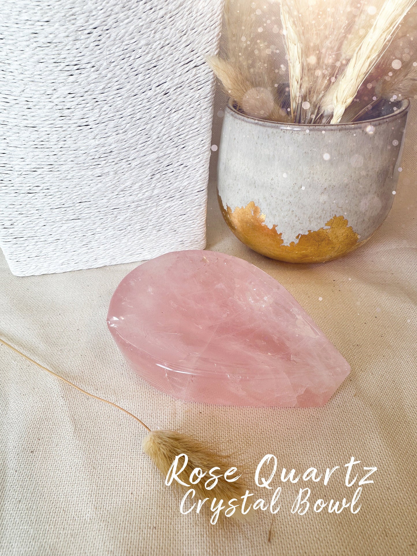 Natural Rose Quartz Teardrop Crystal Bowl - Birthday Gift