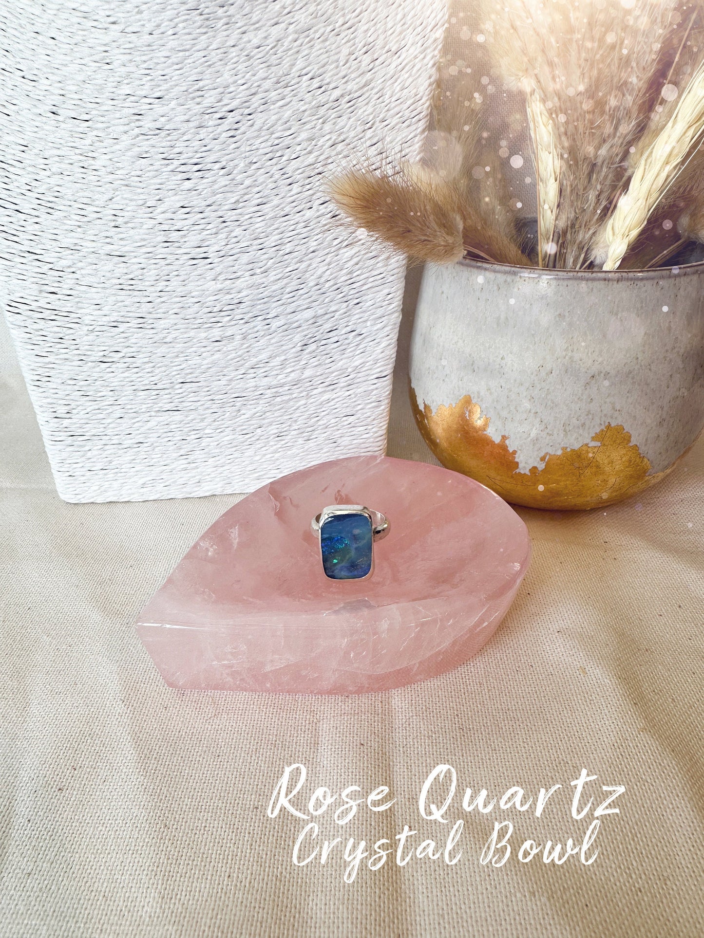 Natural Rose Quartz Teardrop Crystal Bowl - Birthday Gift