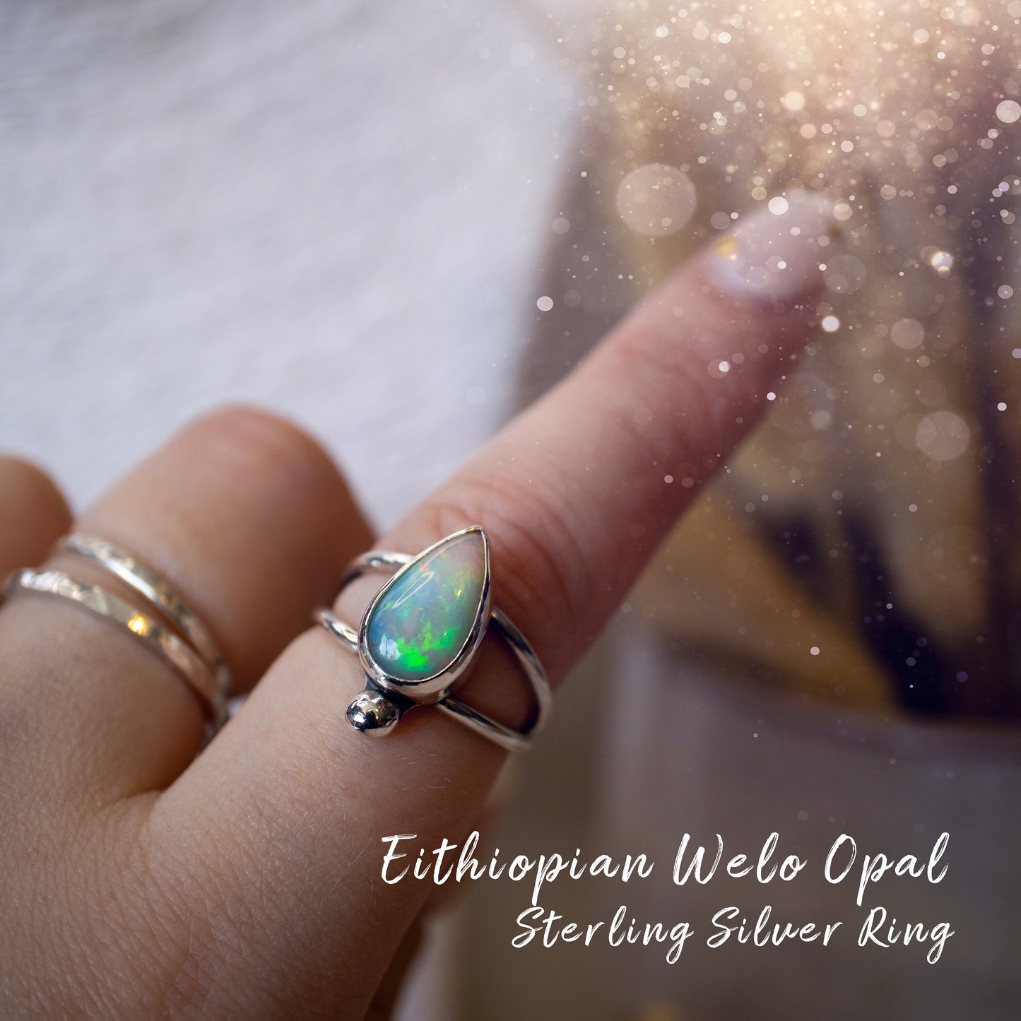 Handmade Ethiopian Welo Opal Ring set in Fine and 925 Sterling Silver, Size N - Engagement Ring, birthday gift