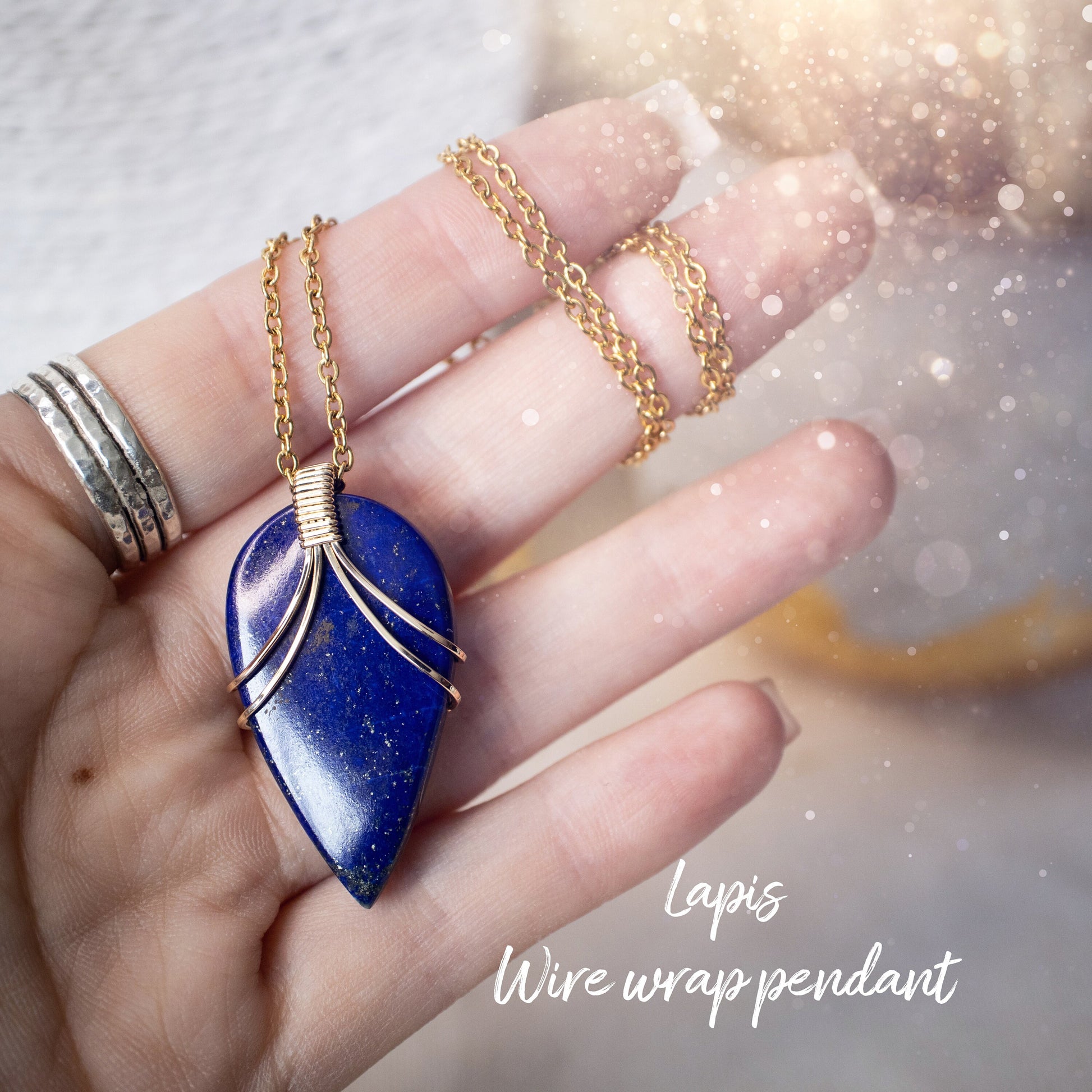 Exquisite Lapis Lazuli Pendant | Handcrafted in 14K Gold Fill Wire | One of a Kind | Unique Artisan Jewellery | Gifts for Birthday