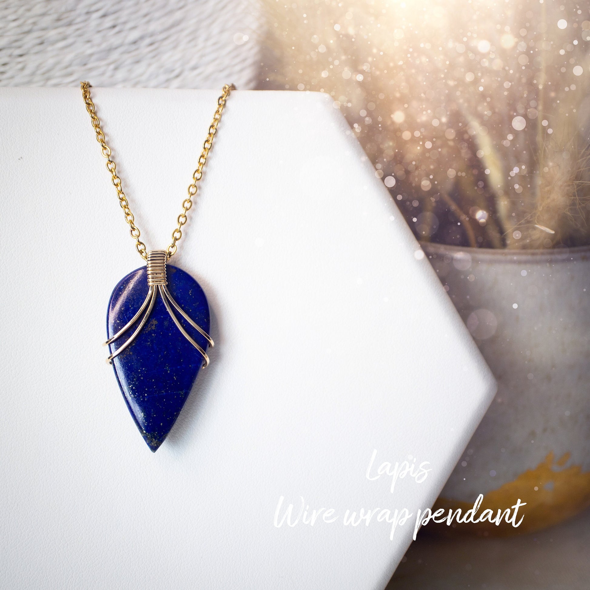 Exquisite Lapis Lazuli Pendant | Handcrafted in 14K Gold Fill Wire | One of a Kind | Unique Artisan Jewellery | Gifts for Birthday