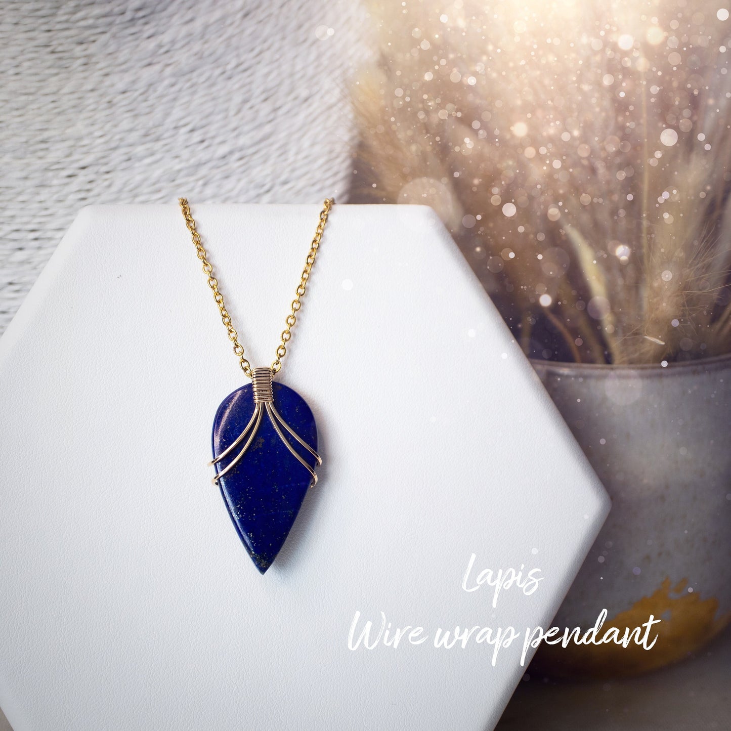 Exquisite Lapis Lazuli Pendant | Handcrafted in 14K Gold Fill Wire | One of a Kind | Unique Artisan Jewellery | Gifts for Birthday