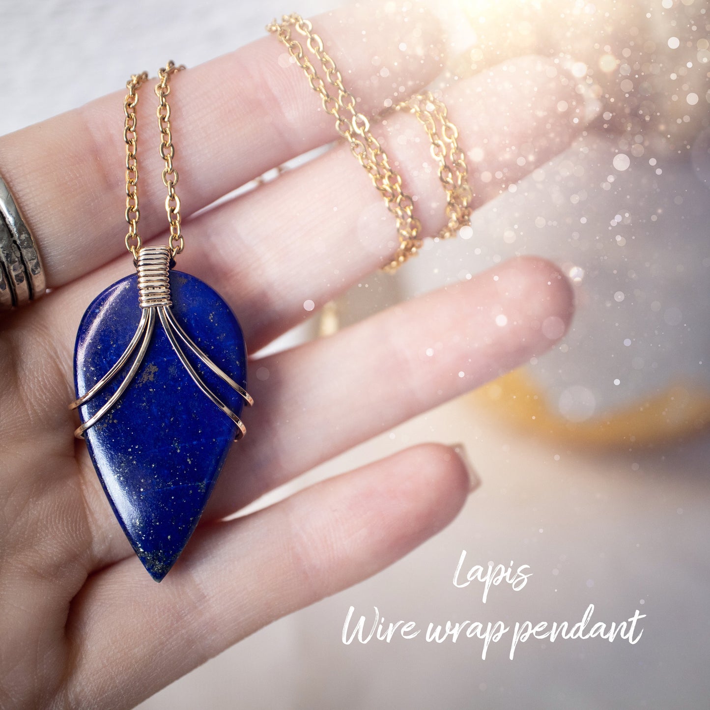 Exquisite Lapis Lazuli Pendant | Handcrafted in 14K Gold Fill Wire | One of a Kind | Unique Artisan Jewellery | Gifts for Birthday