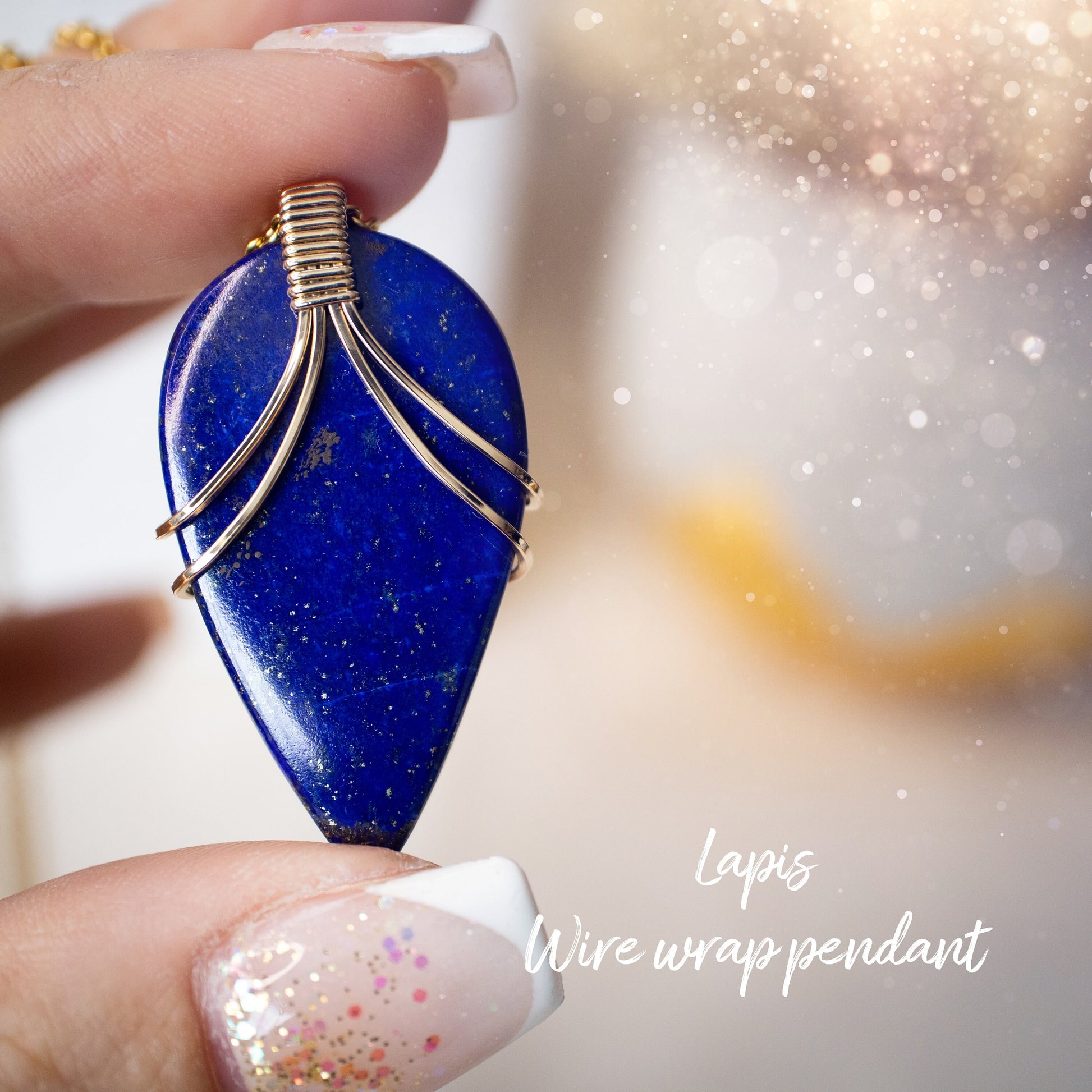 Exquisite Lapis Lazuli Pendant | Handcrafted in 14K Gold Fill Wire | One of a Kind | Unique Artisan Jewellery | Gifts for Birthday