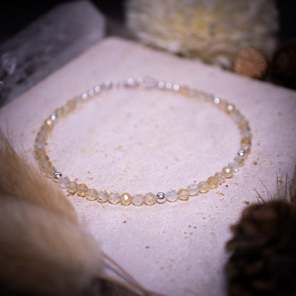 Beautiful and handmade, natural citrine beaded stacking bracelet. This little beauty has natural citrine crystal beads which are 3mm in size. With a choice of findings of sterling silver, gold filled, rose gold filled and silver plated, ideal gift.