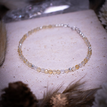 Beautiful and handmade, natural citrine beaded stacking bracelet. This little beauty has natural citrine crystal beads which are 3mm in size. With a choice of findings of sterling silver, gold filled, rose gold filled and silver plated, ideal gift.