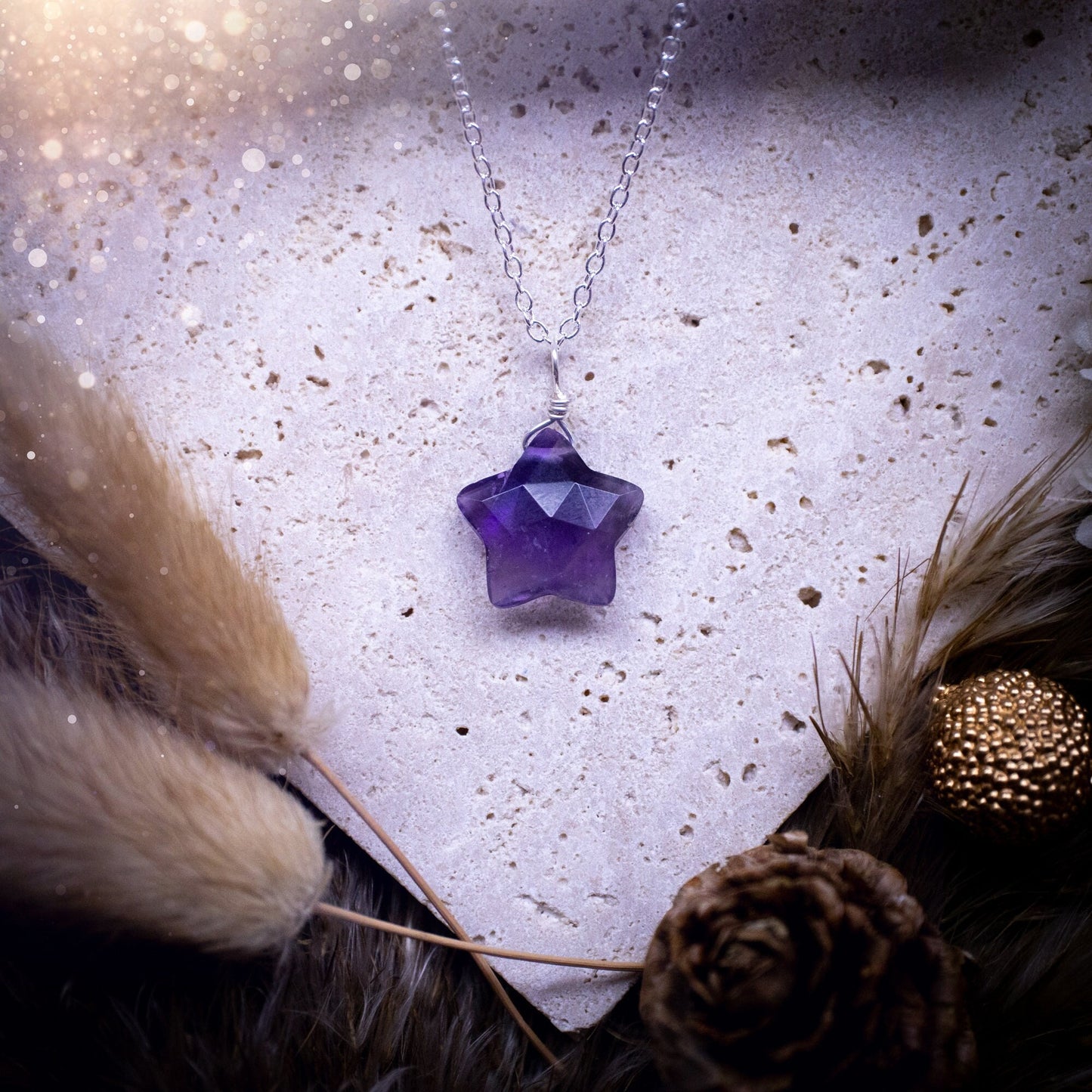 Beautiful and dainty, handmade Amethyst star pendant necklace. Featuring a natural crystal, faceted Amethyst star on a sterling silver chain. Ideal for special occasions, birthdays, friendship gifts. Birthstone for February babies.