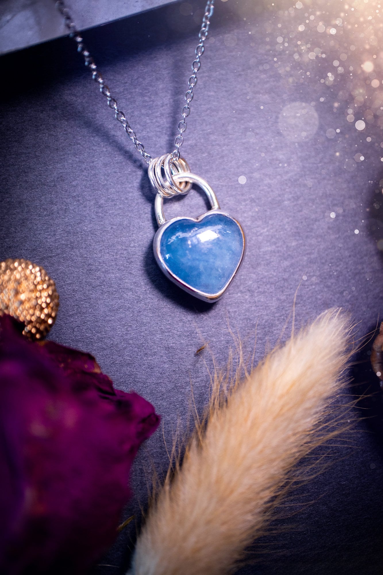 Bold and beautiful, blue aquamarine crystal heart pendant necklace. This pendant has been handcrafted out of fine and sterling silver. The piece is minimal yet unique. Suitable for jewellery gifts. Gothic, hippy and ideal for her. March birthstone