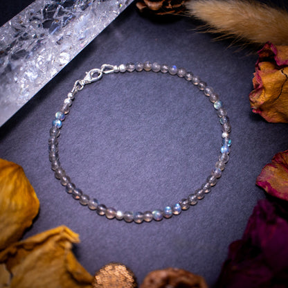 Smooth Labradorite 3mm beaded stacking bracelet - choose your findings, crystal gifts