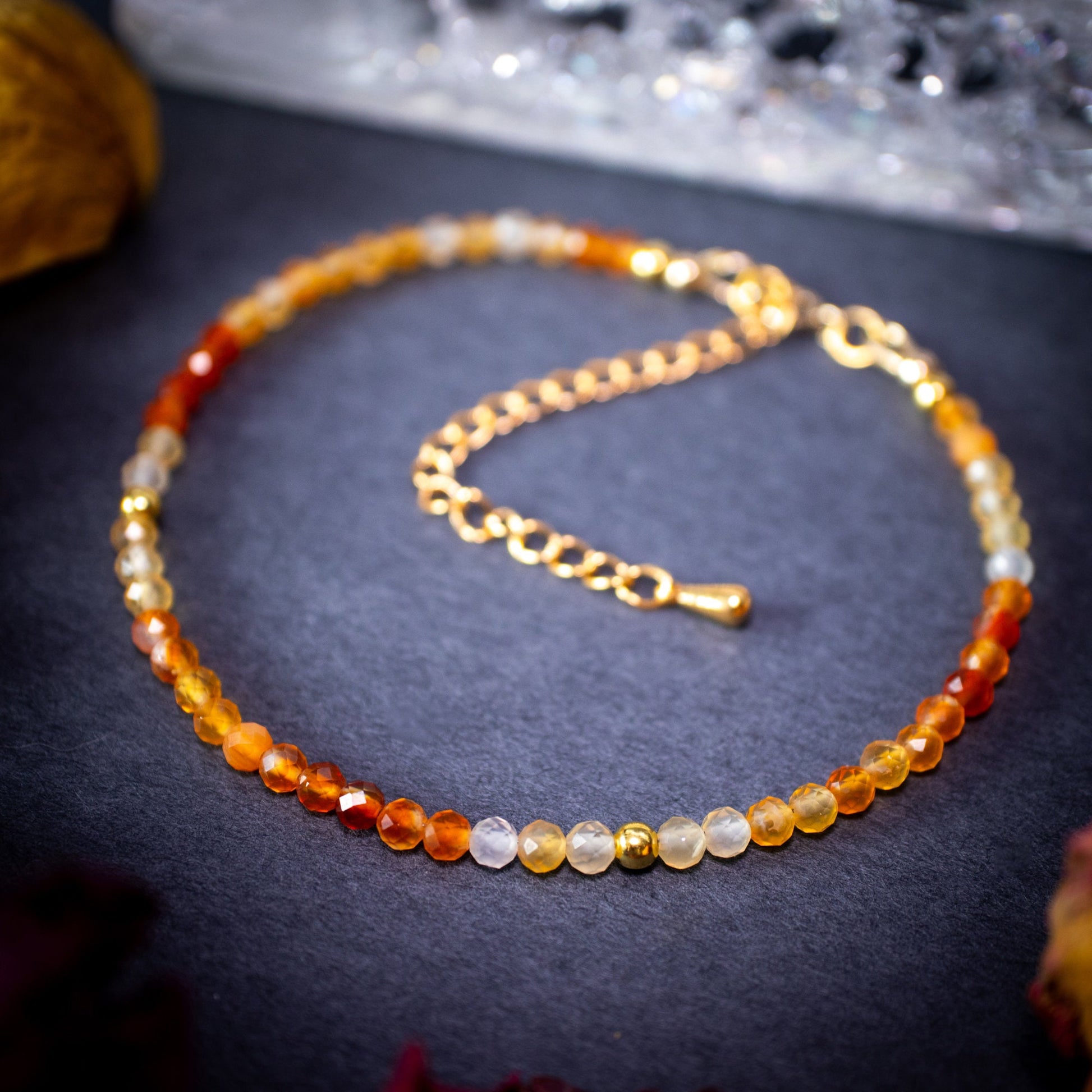 Bold and stunning, Carnelian stacking Bracelet. This bracelet has been made using the finest opals which are full of beautiful colours and sparkles. Strung on durable yet flexible 49 strand beading wire which gives a beautiful drape on the wrist.