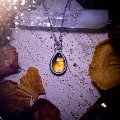 Stunning and minimalistic, natural citrine crystal pendant necklace. This pendant has been handcrafted using recycled sterling silver and has a minimalistic design. Ideal gift for birthdays, as this gemstone is the birthstone for November.