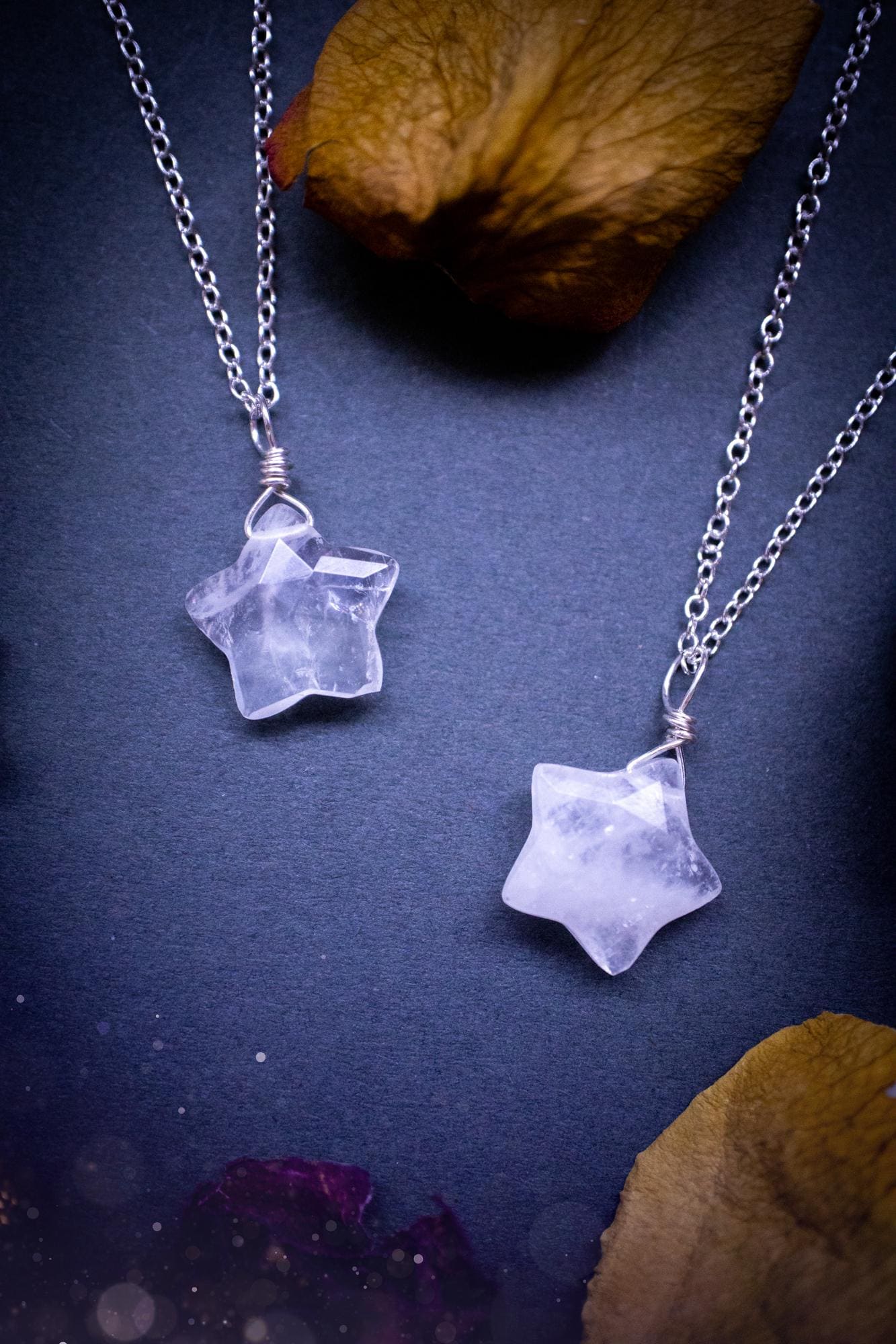 Beautiful and natural, handmade crystal quartz star pendant necklace. This dainty little necklace features a gorgeous crystal quartz star that comes on a sterling silver cable chain. Ideal for little gifts to friends and family, or crystal lovers.