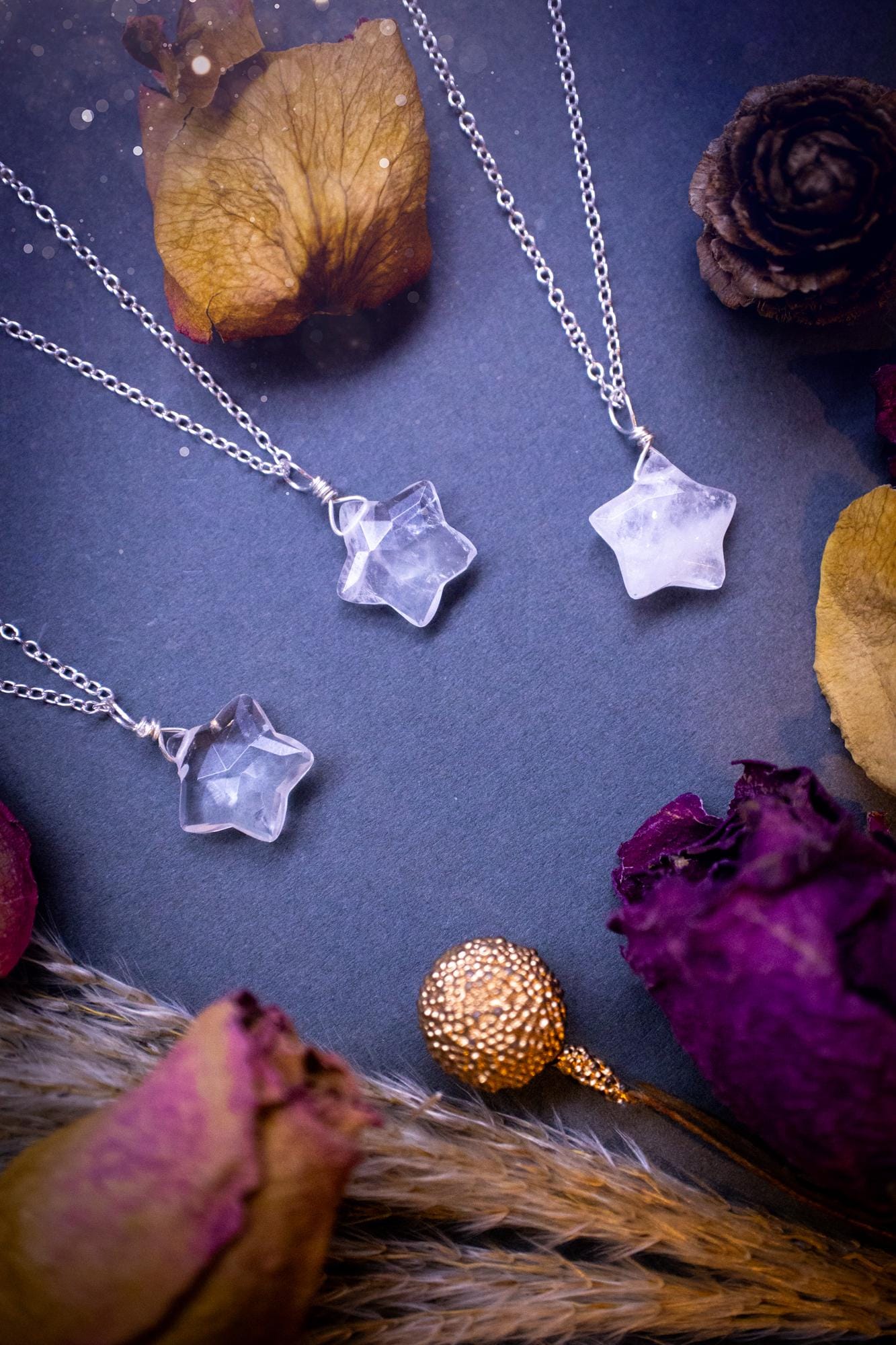 Beautiful and natural, handmade crystal quartz star pendant necklace. This dainty little necklace features a gorgeous crystal quartz star that comes on a sterling silver cable chain. Ideal for little gifts to friends and family, or crystal lovers.