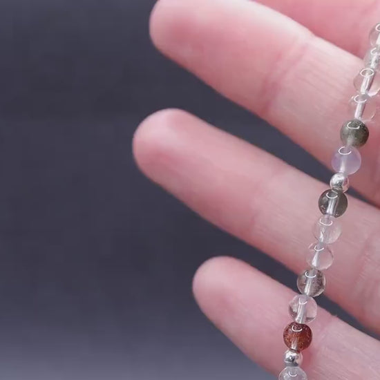 Dainty, Natural Garden Quartz / Lodolite bracelet, 4mm beads - with a choice of Findings - for journeying & manifestation