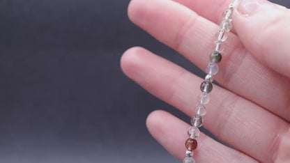 Dainty, Natural Garden Quartz / Lodolite bracelet, 4mm beads - with a choice of Findings - for journeying & manifestation