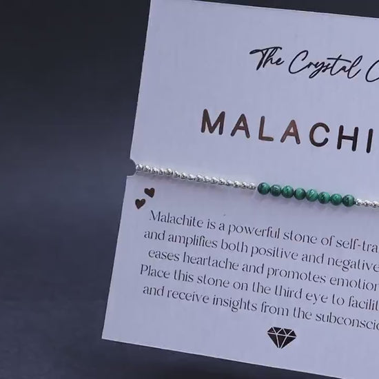 Dainty, Beautiful and handmade Natural Crystal Malachite beaded bracelet - with silver plated findings - for visualization & insight