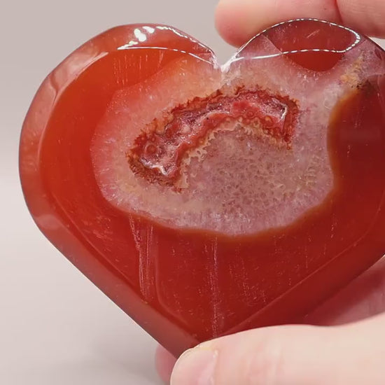 Natural Carnelian Large Heart Carving with Druzy, can be used for Creativity and Motivation