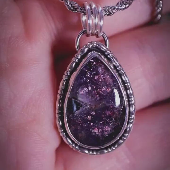 Handmade, sterling silver Iolite Sunstone pendant necklace - Jewellery gifts, Hippy Jewellery