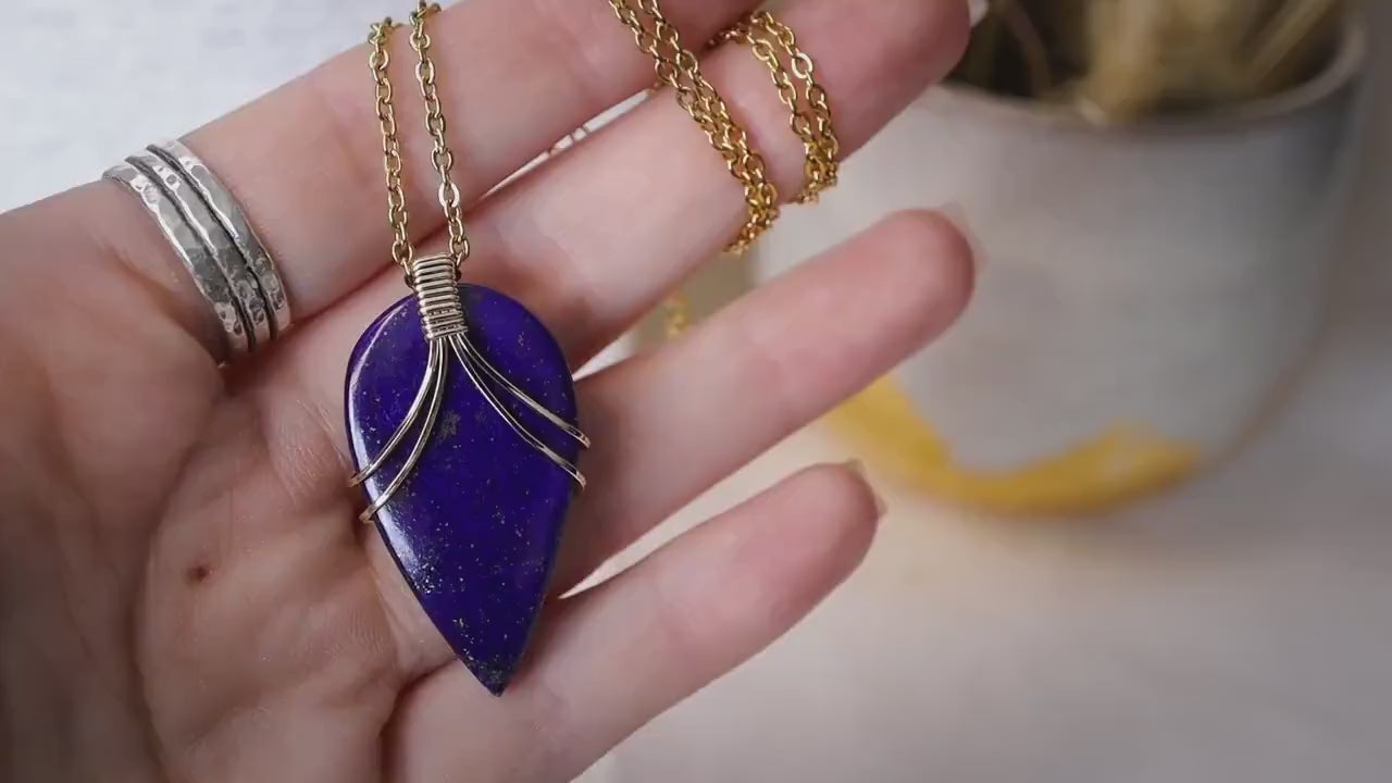 Exquisite Lapis Lazuli Pendant | Handcrafted in 14K Gold Fill Wire | One of a Kind | Unique Artisan Jewellery | Gifts for Birthday