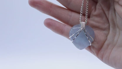 Unique, Handmade Wire Wrapped Aquamarine Heart Pendant - Set in 925 sterling silver - Crystal Necklace / Pendant March Birthstone