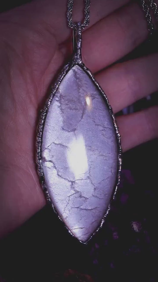 Handmade and bespoke, flashy grey moonstone, soft soldered pendant necklace - crystal jewellery gifts for her