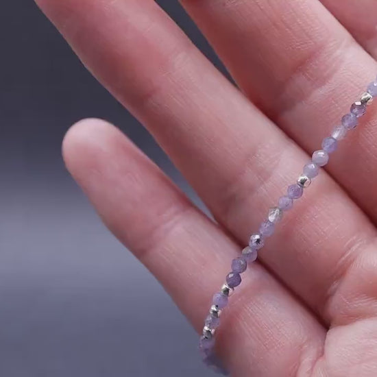 Dainty, Natural Tanzanite Crystal Stacking bracelet, 2mm faceted beads - with a choice of findings