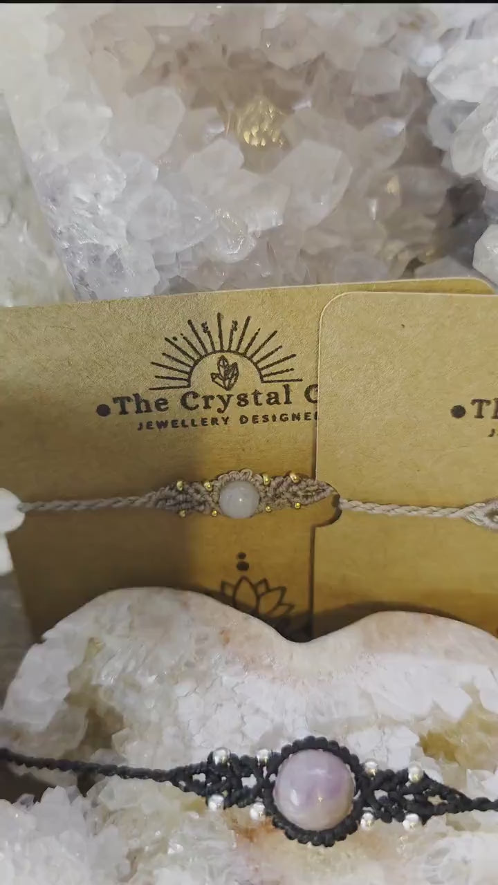 Customisable Crystal Macrame Bracelet, pick your crystal bead and findings - hippy and gothic crystal jewellery, friendship