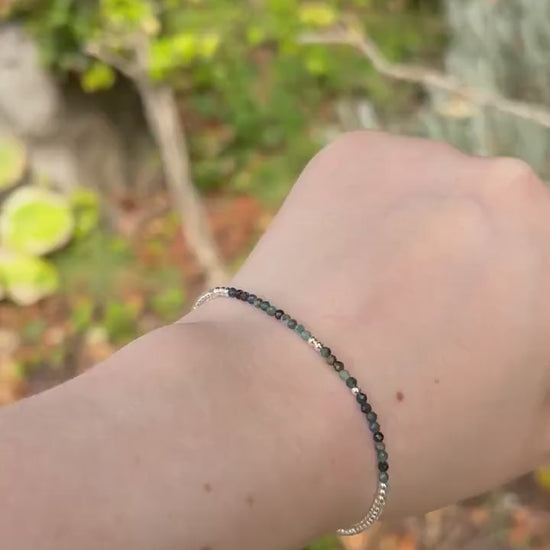 Dainty, Beautiful and handmade Natural Crystal Blue Tourmaline Stacking Bracelet - for tranquillity - October Birth Stone