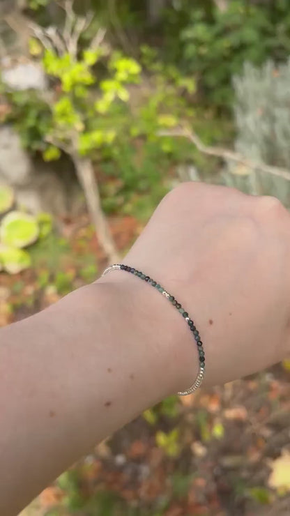 Dainty, Beautiful and handmade Natural Crystal Blue Tourmaline Stacking Bracelet - for tranquillity - October Birth Stone