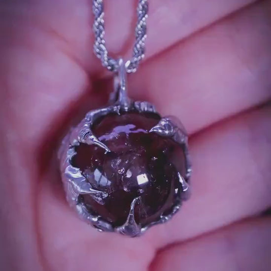 Handmade, Hematoid Quartz, fire quartz sphere, soft soldered pendant necklace - bespoke and unique jewellery