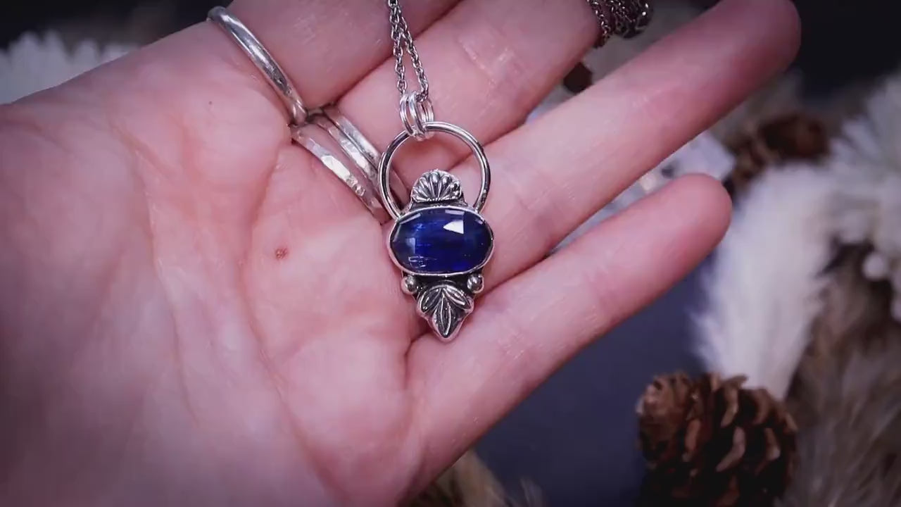 Handmade, Deep Blue, Kyanite sterling silver pendant - Crystal Gifts