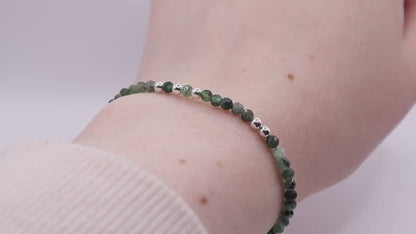 Dainty, Natural Emerald Crystal Stacking bracelet, 3mm faceted beads - with a choice of findings - for compassion & love