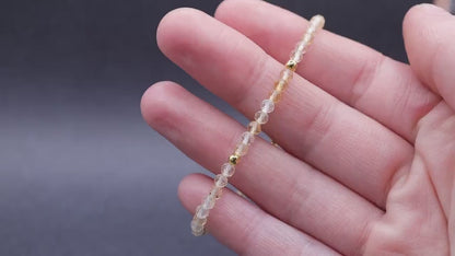 Dainty, natural citrine bracelet, 3mm faceted crystal beads - November Birthstone - customisable findings.