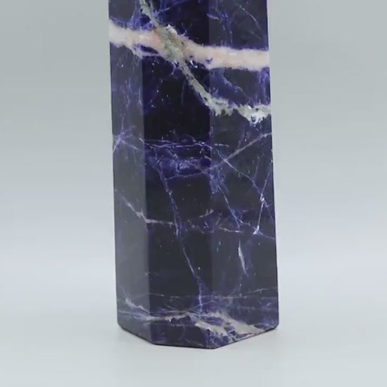 Extra Large Sodalite Crystal Tower / Point - Beautiful Patterns - 523 grams - For balance & creativity