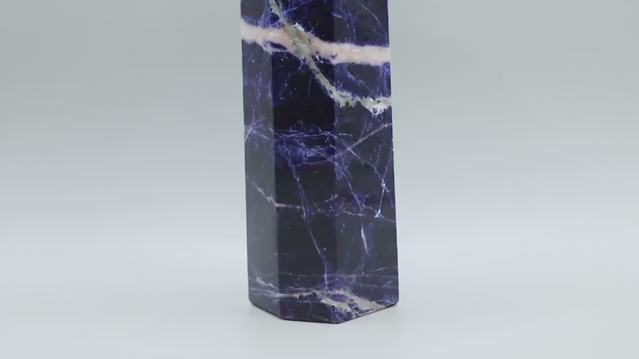 Extra Large Sodalite Crystal Tower / Point - Beautiful Patterns - 523 grams - For balance & creativity