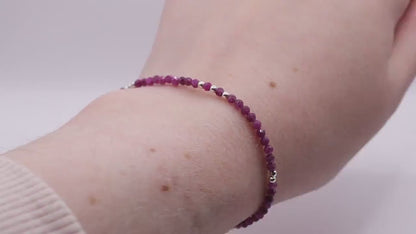 Dainty, Natural Ruby Crystal Stacking bracelet, 2mm faceted beads - with a choice of findings - for passion & power