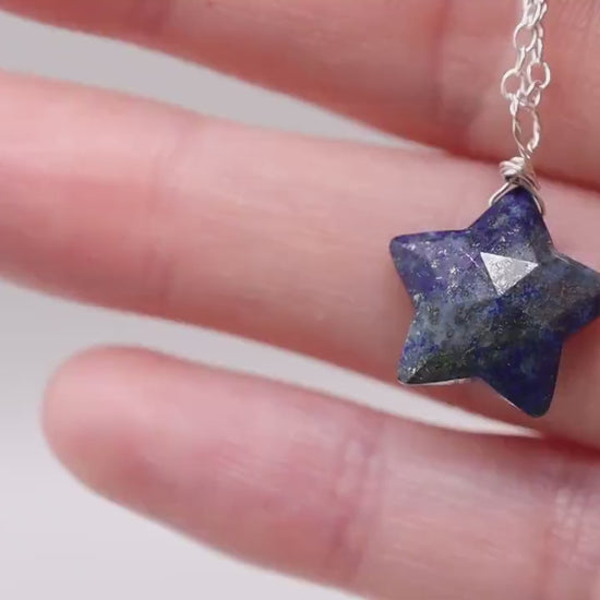 Dainty and Minimal, Natural Lapis Lazuli Star Pendant on a 925 sterling silver chain - For leadership & expression